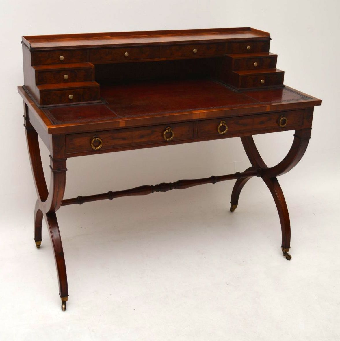 Antique Yew Wood Leather Top Writing Table Desk (1 of 1) Antique Yew Wood Leather Top Writing Table Desk (1 of 1)