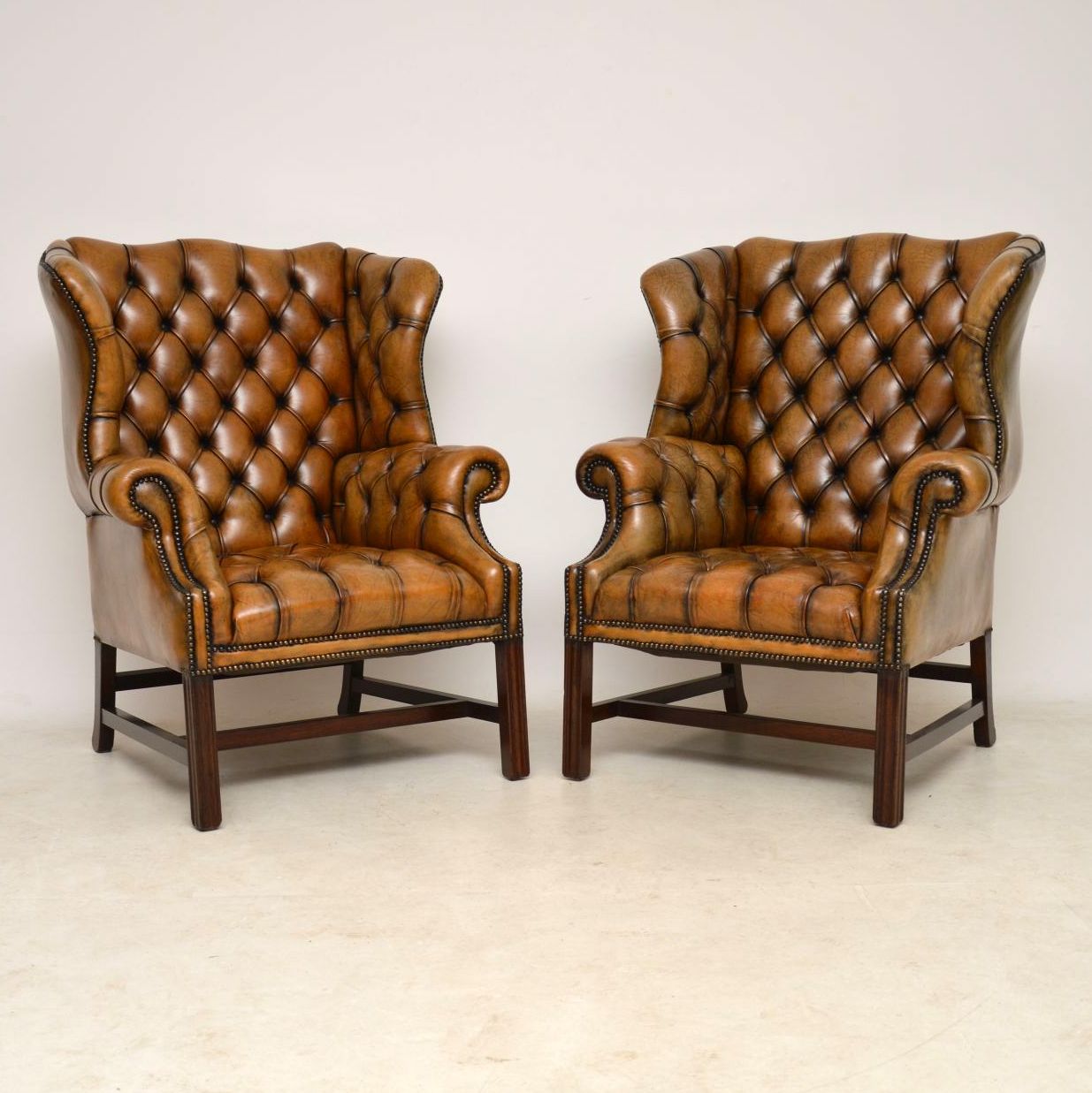 Pair of Antique Leather Wing Back Armchairs (1 of 1) Pair of Antique Leather Wing Back Armchairs (1 of 1)