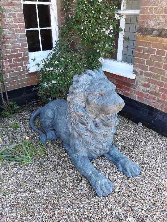 Pair of Recumbent Bronze Lions C.1930 (1 of 5)