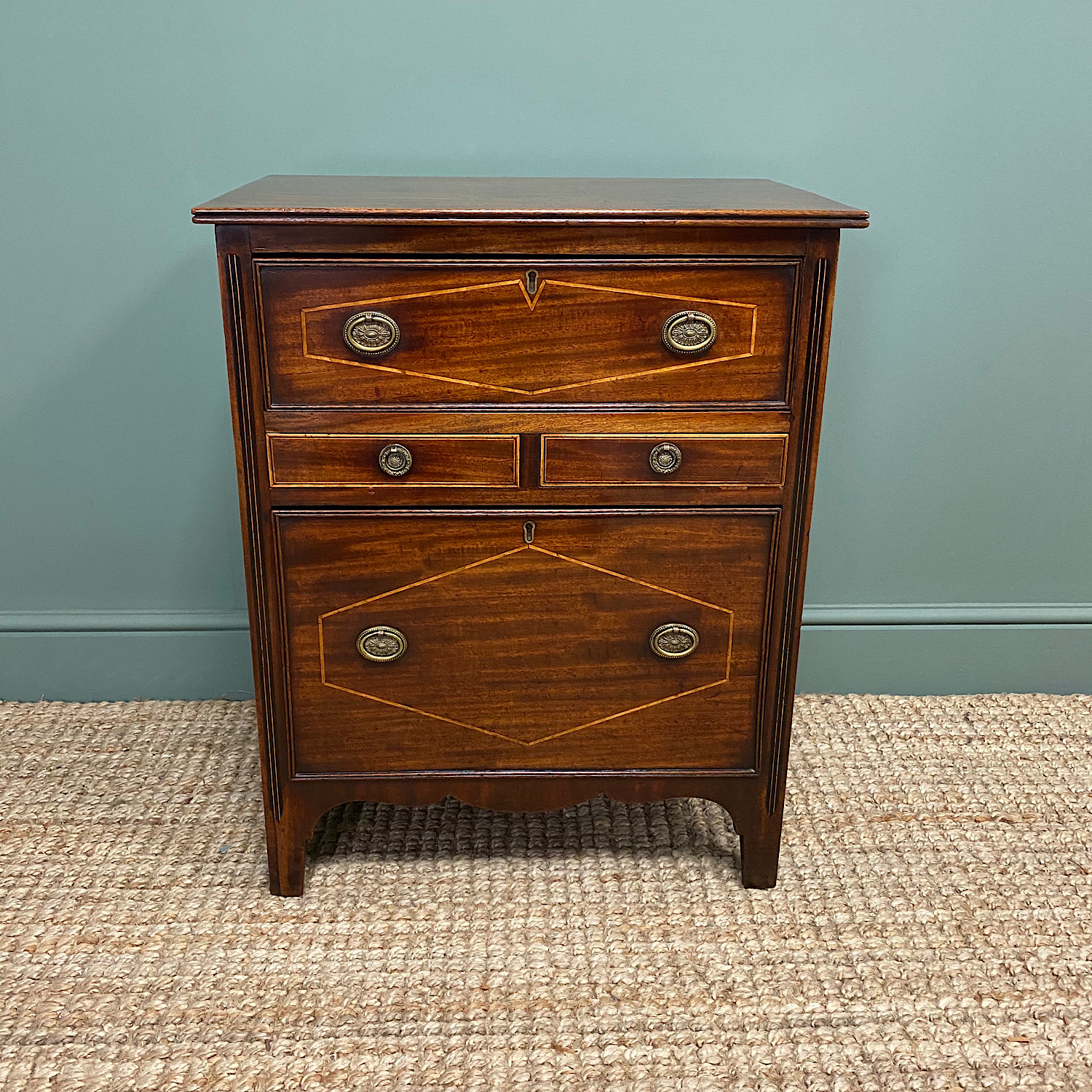 Small Inlaid Mahogany Regency Antique Chest (1 of 7) Small Inlaid Mahogany Regency Antique Chest (1 of 7)