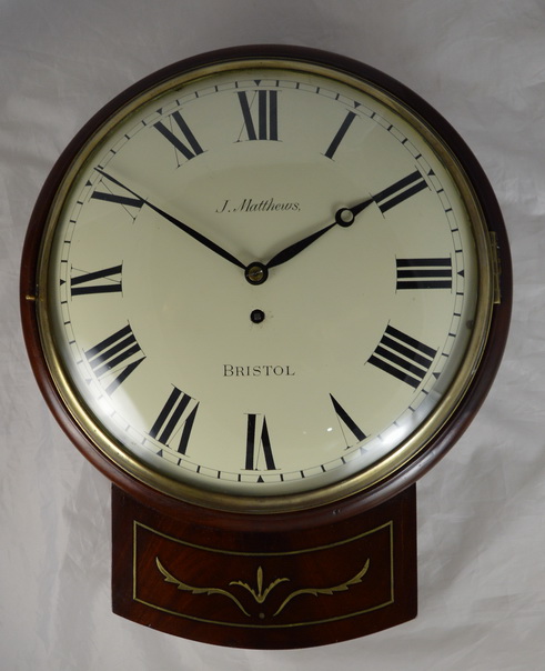 English Fusee Dropdial Wall Clock, J Matthews, Bristol (1 of 1) English Fusee Dropdial Wall Clock, J Matthews, Bristol (1 of 1)
