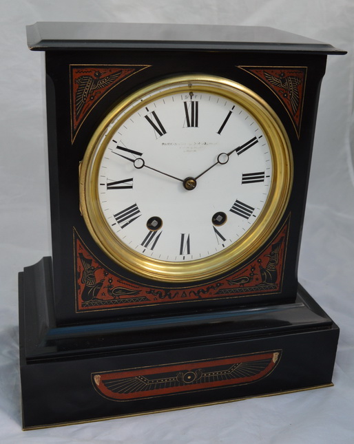 French Marble Egyptian Panel Mantle Clock c.1895 (1 of 1) French Marble Egyptian Panel Mantle Clock c.1895 (1 of 1)