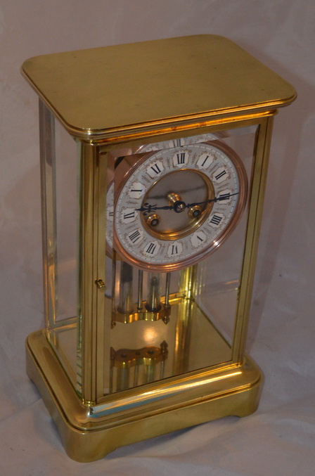 French Four Glass Mantle Clock by Mougin, Paris (1 of 5) French Four Glass Mantle Clock by Mougin, Paris (1 of 5)
