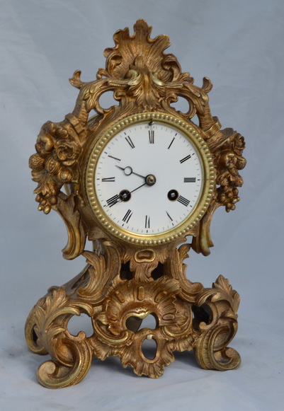 Small Rococo Gilt Bronze Mantel Clock (1 of 1) Small Rococo Gilt Bronze Mantel Clock (1 of 1)