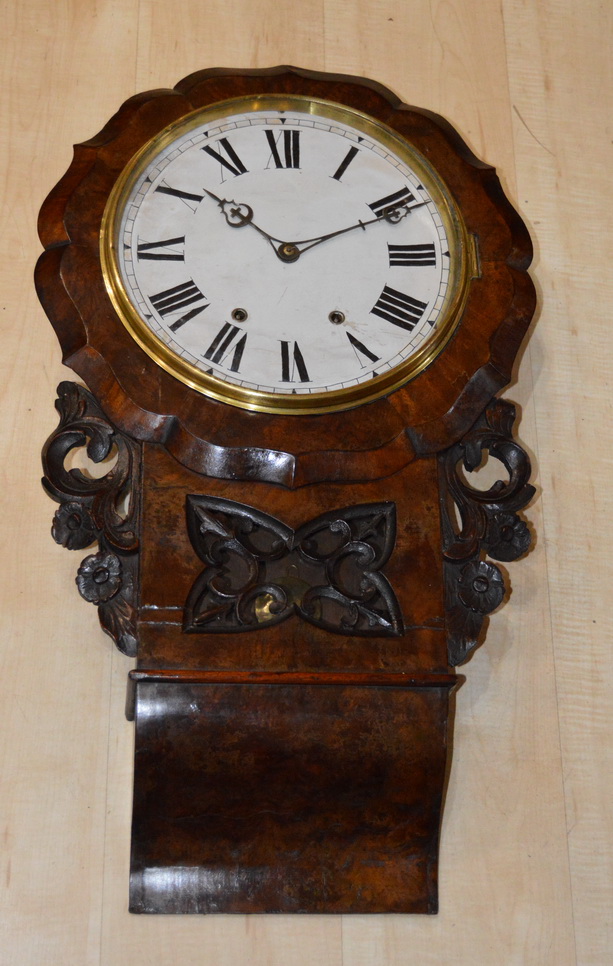 Burr Walnut Drop Dial Wall Clock c.1885 LA202547