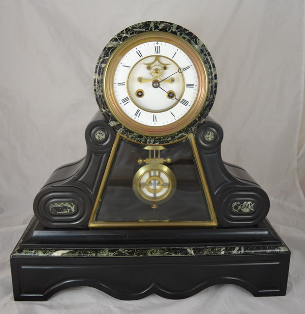 French Drumhead Slate Clock c.1885 LA84203
