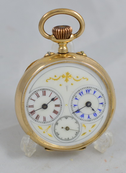 14K Gold Dual Time Pocket Watch c.1900 (1 of 1) 14K Gold Dual Time Pocket Watch c.1900 (1 of 1)