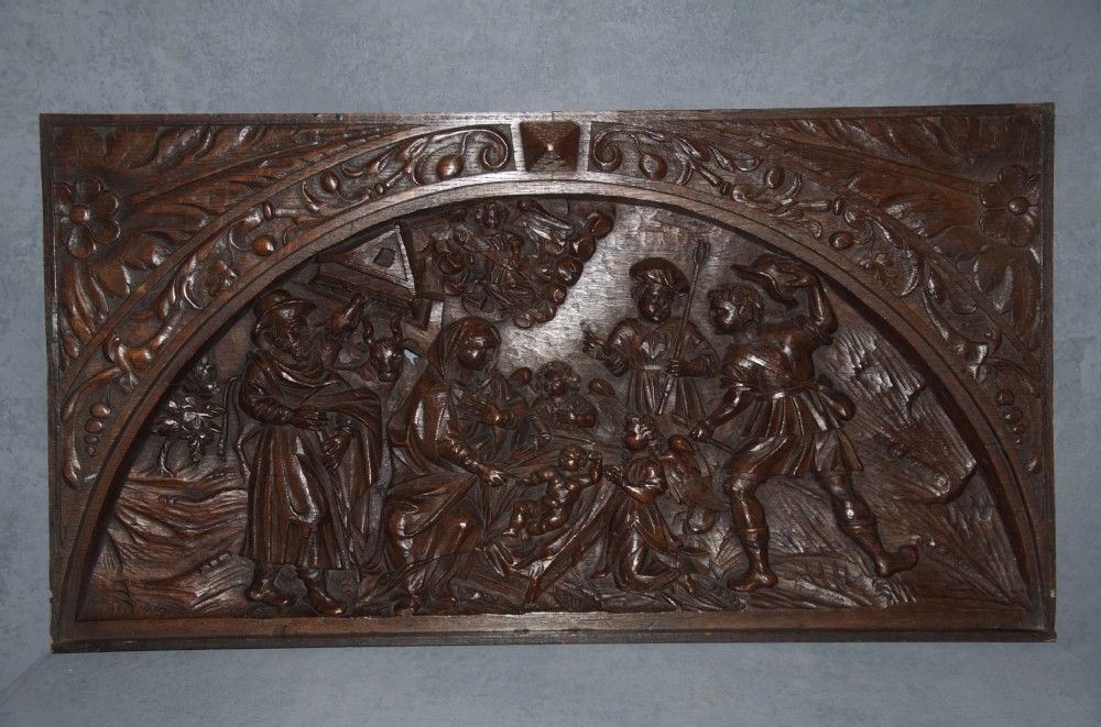 Large 16th Century Oak Flemish Carved Panel (1 of 4)