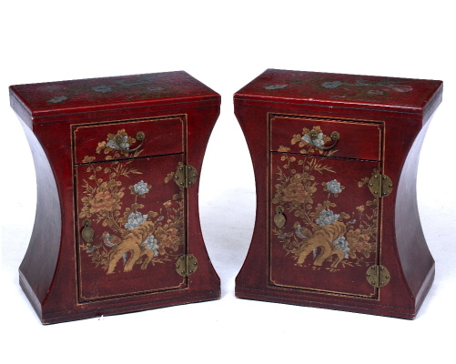 Lovely Pair of Red Lacquered Bedside Cabinets (1 of 1) Lovely Pair of Red Lacquered Bedside Cabinets (1 of 1)
