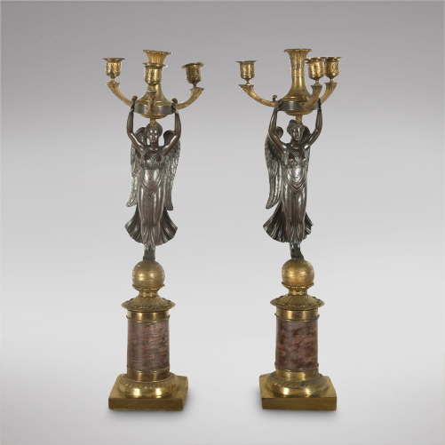 Pair of Napoleonic French Empire Gilt & Bronze Candelabra (1 of 4) Pair of Napoleonic French Empire Gilt & Bronze Candelabra (1 of 4)