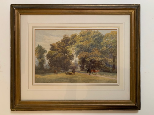 Charming Watercolour - Cattle at the Gate - Unsigned (1 of 3) Charming Watercolour - Cattle at the Gate - Unsigned (1 of 3)