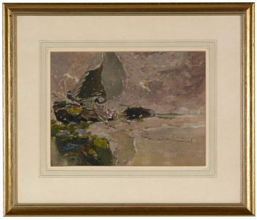 George Edward Horton - Oil on Canvas - Dutch Sailing Barge Breached (1 of 2)