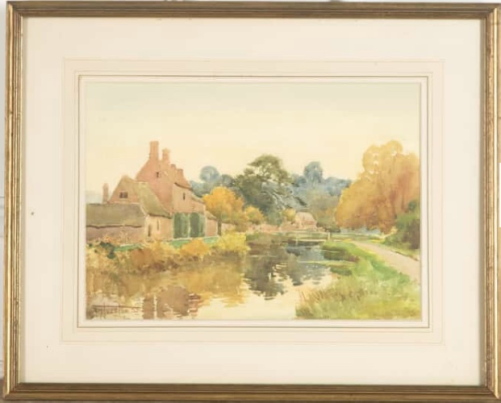 Henry Stannard - Watercolour - Lower Slaughter, Gloucestershire (1 of 3) Henry Stannard - Watercolour - Lower Slaughter, Gloucestershire (1 of 3)