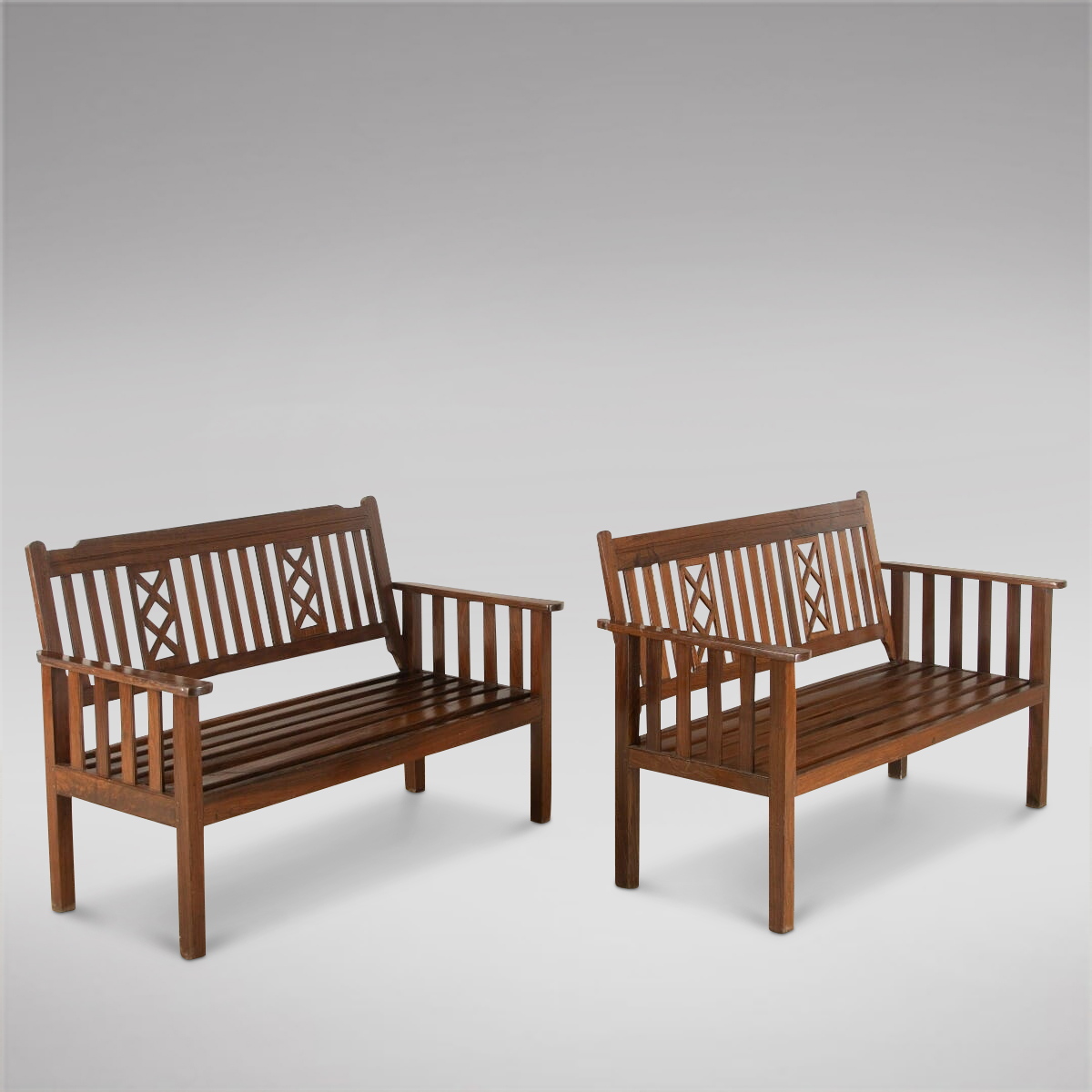 Near Pair of Garden Rosewood Benches (1 of 4) Near Pair of Garden Rosewood Benches (1 of 4)