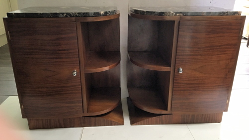 Pair of Art Deco Teak Marble Topped Bedside Tables (1 of 1) Pair of Art Deco Teak Marble Topped Bedside Tables (1 of 1)