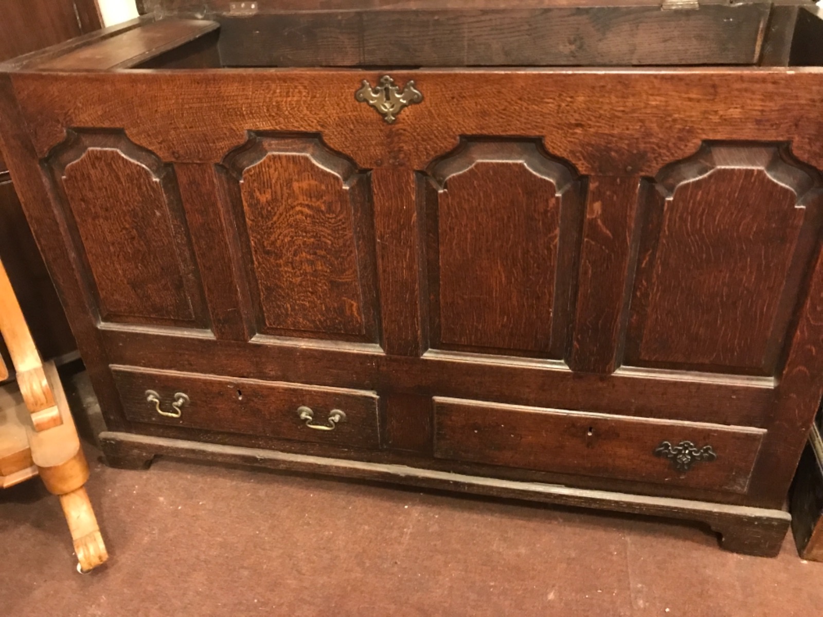 18th Century Oak Mule Trunk (1 of 1)