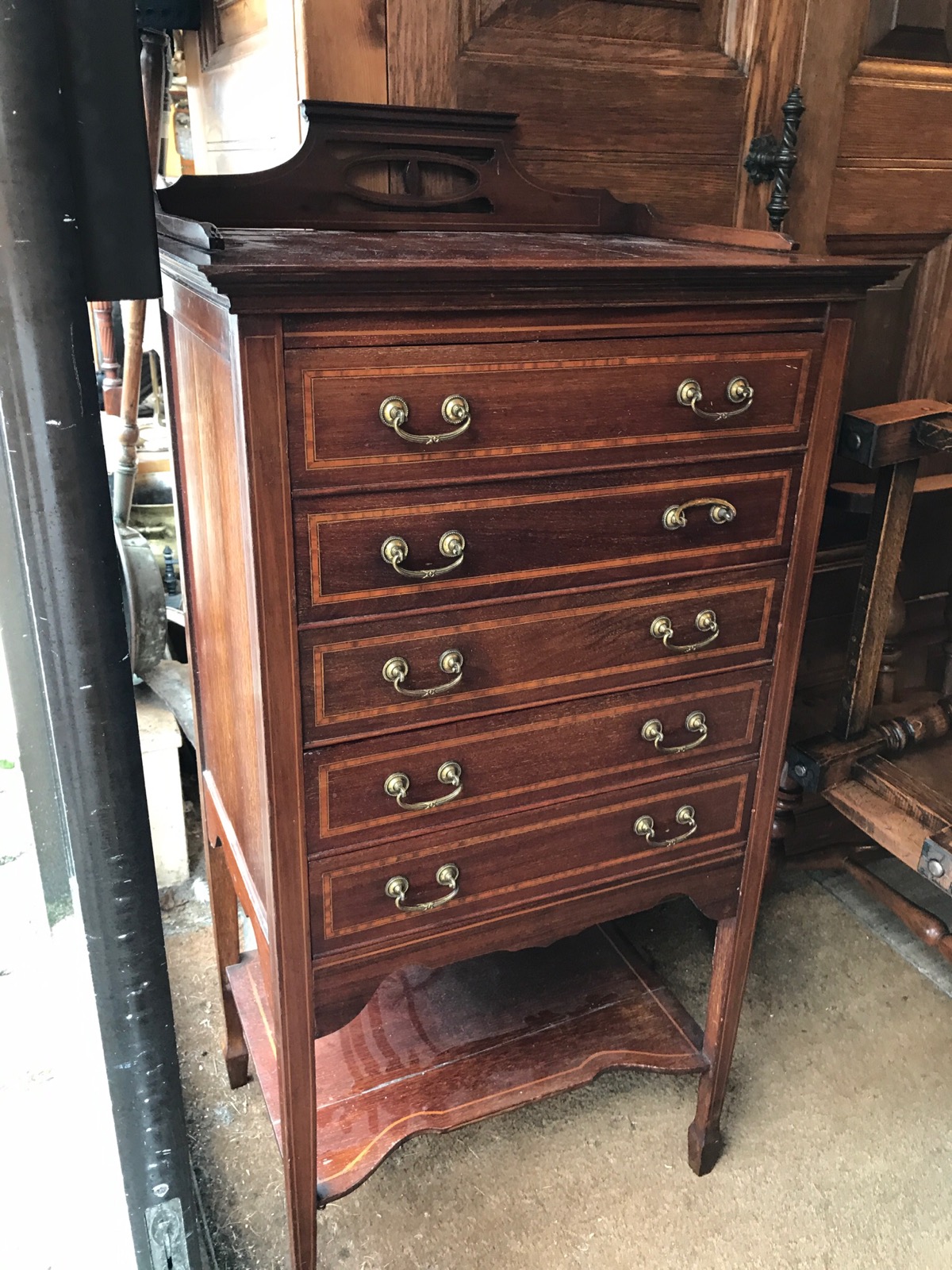 Inlaid 5 Drawer Music Cabinet c.1900 (1 of 1)