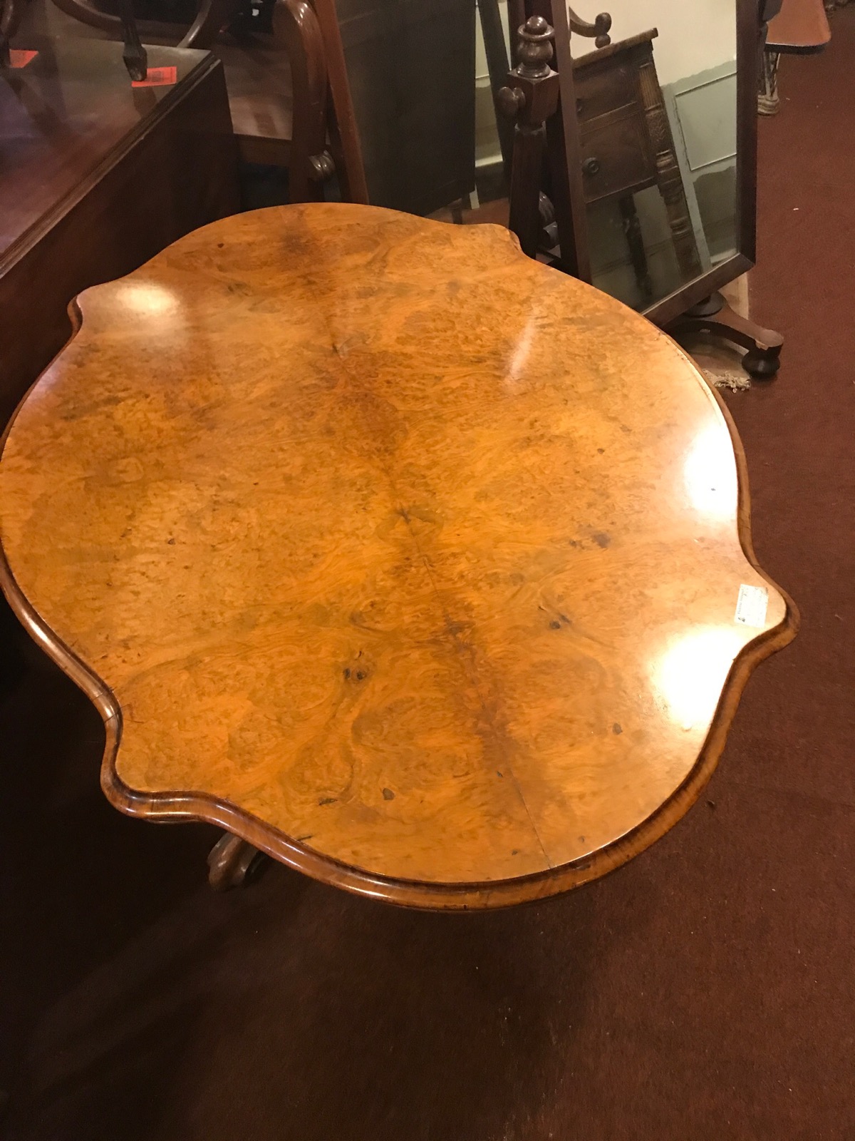 Burr Walnut Tripod Dining Table c.1860 (1 of 1)