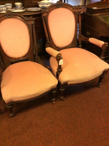 Antique Pair of Victorian Armchairs in Mahogany (1 of 1)