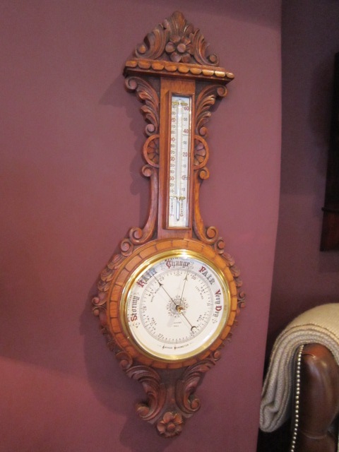Superb Victorian Decorative Carved Oak Banjo Barometer (1 of 1)