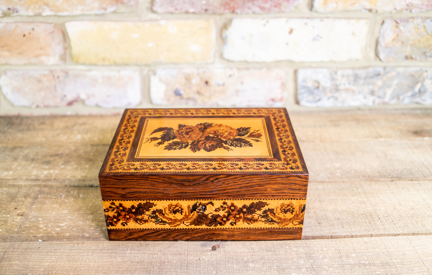 Rare Makers Label Tunbridge Ware Box c.1865 (1 of 1) Rare Makers Label Tunbridge Ware Box c.1865 (1 of 1)