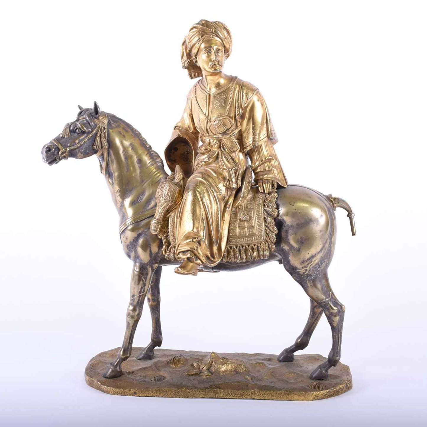 Gilt Bronze Figure on Horseback of Wealthy Arab (1 of 6)