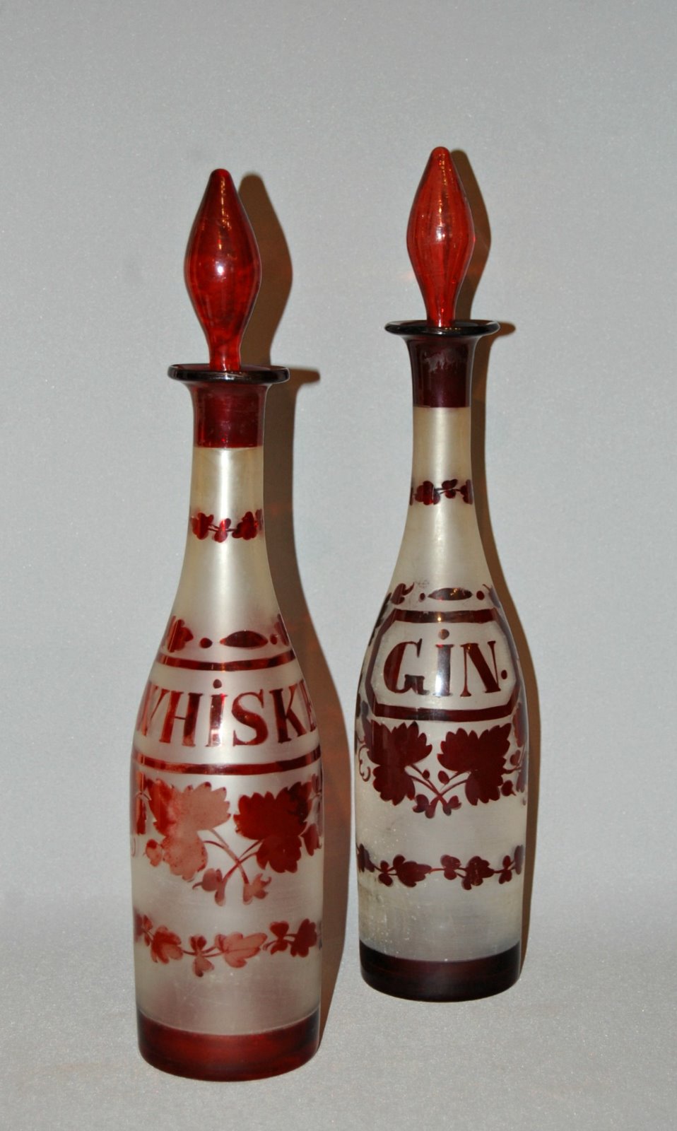 Pair of 19th Century Bohemian Red Glass Decanters (1 of 4)