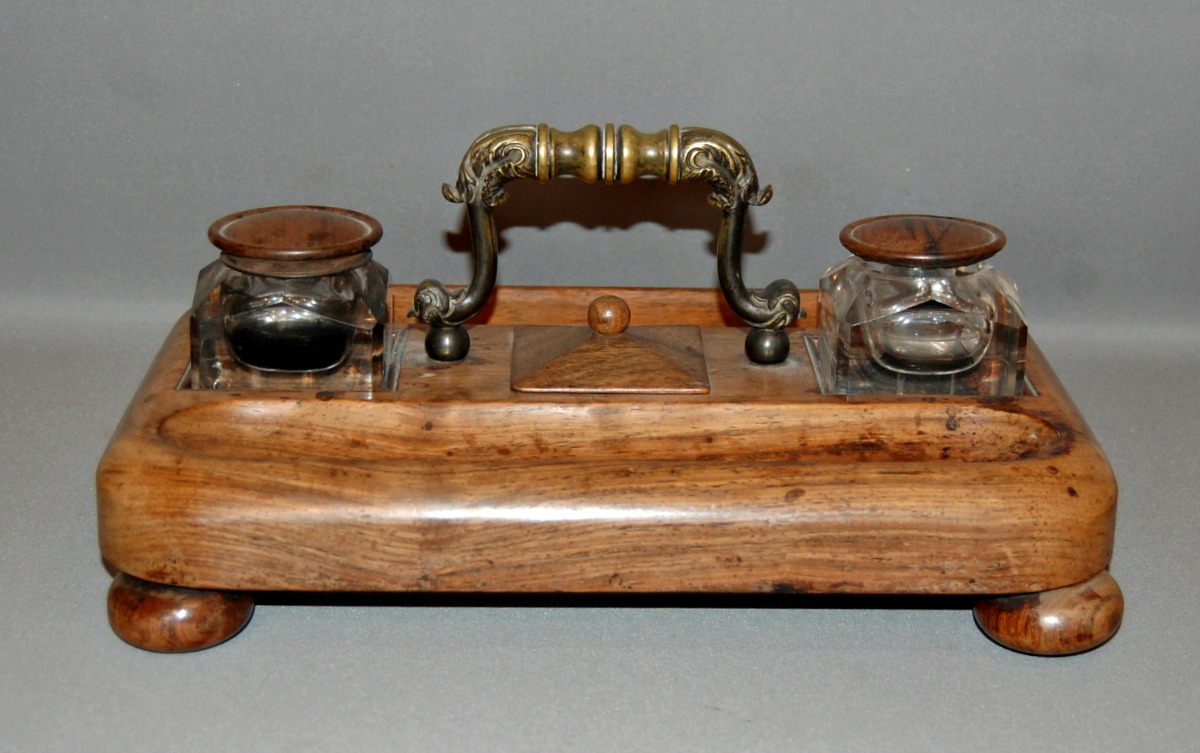 19th Century Rosewood Inkwell (1 of 4)