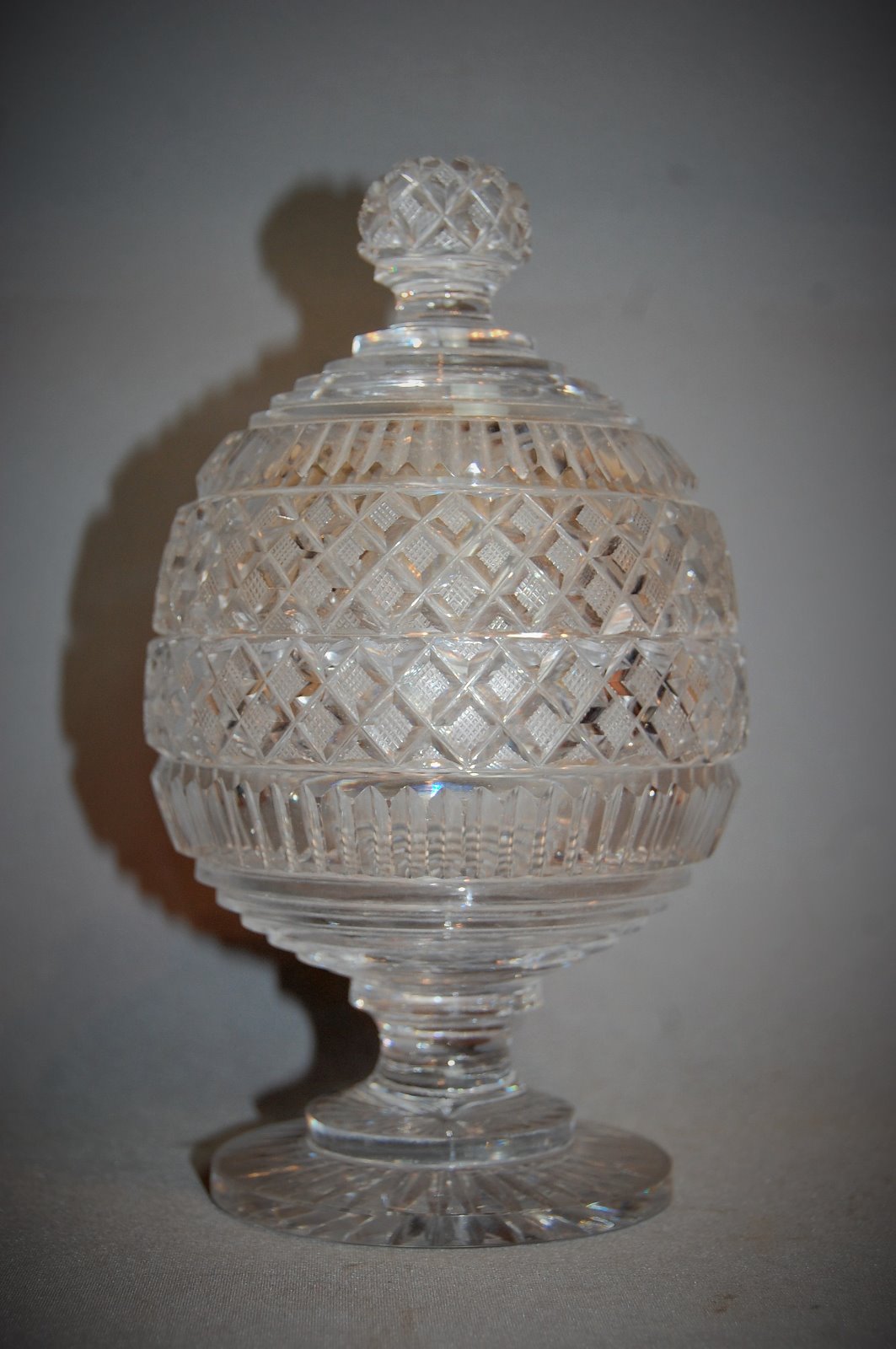 Good Georgian Cut Glass Jar & Cover (1 of 4)
