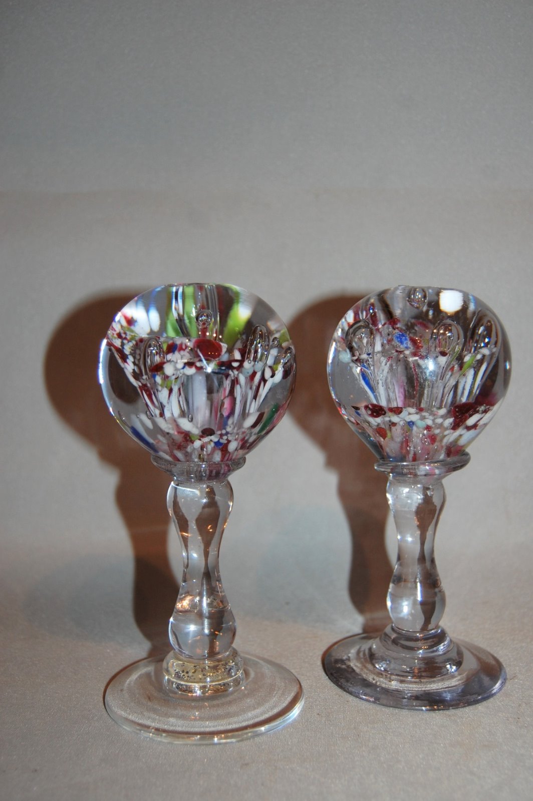 Very Unusual Pair of 19th Century Glass Stands with Multi Coloured Ball Finials (1 of 5)
