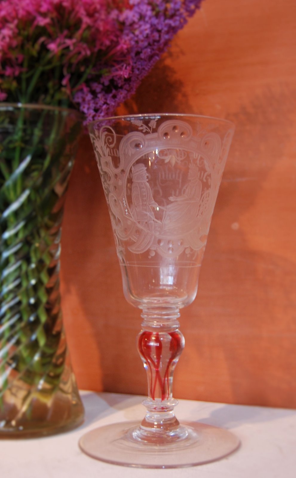 19th Century Etched Glass with 'Gothic' German Script (1 of 5)