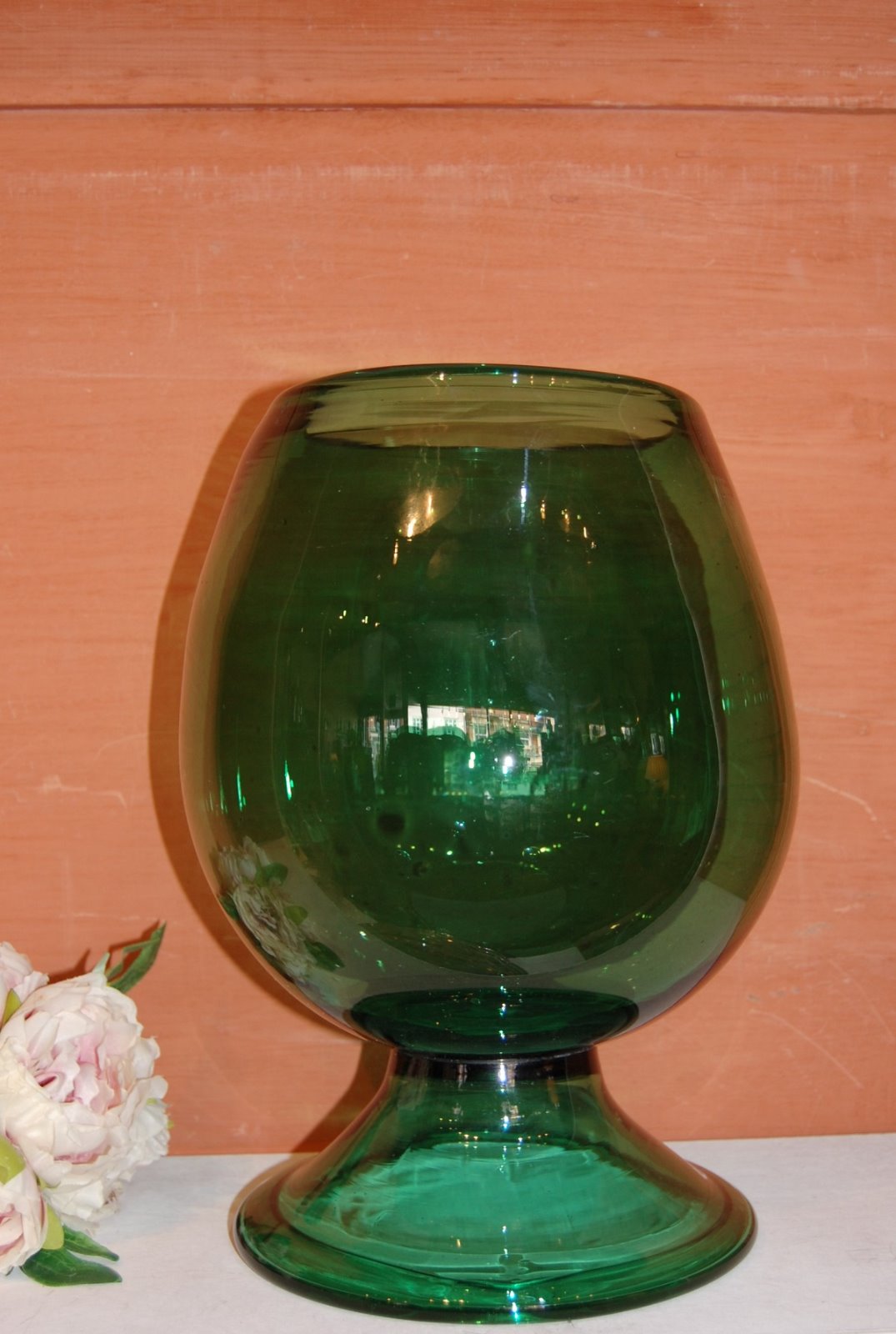 Large 19th Century Green Glass Vase (1 of 3)