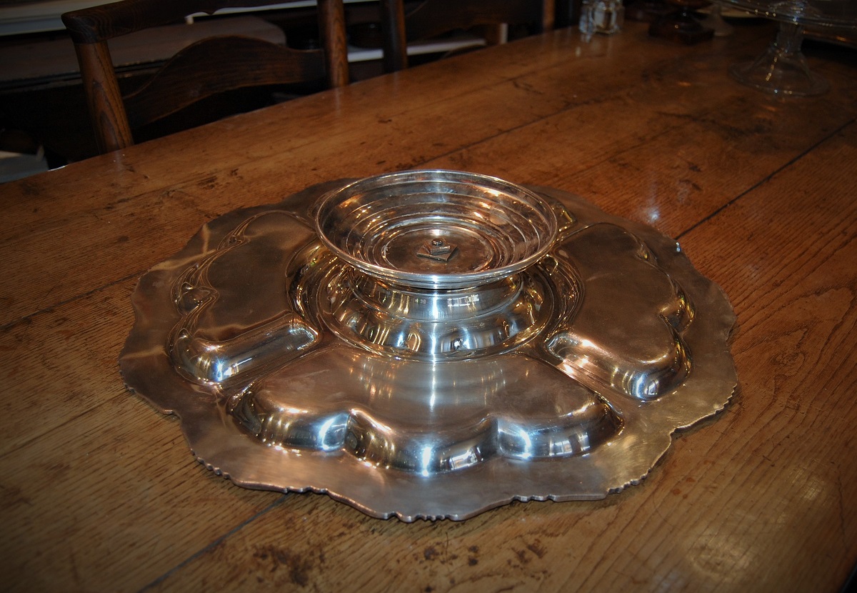 Large Quality 19th Century Silver on Copper Lazy Susan (1 of 5)