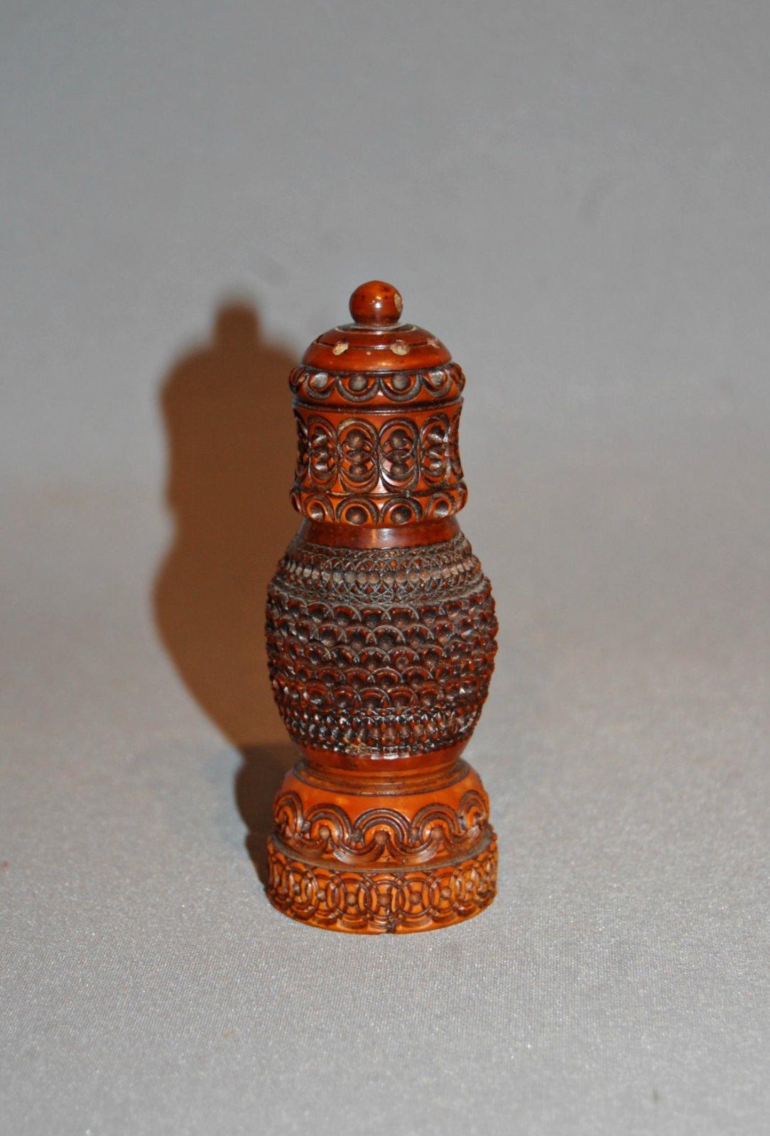 19th Century Carved Coquilla Nut Sand / Pounce Pot (1 of 5)