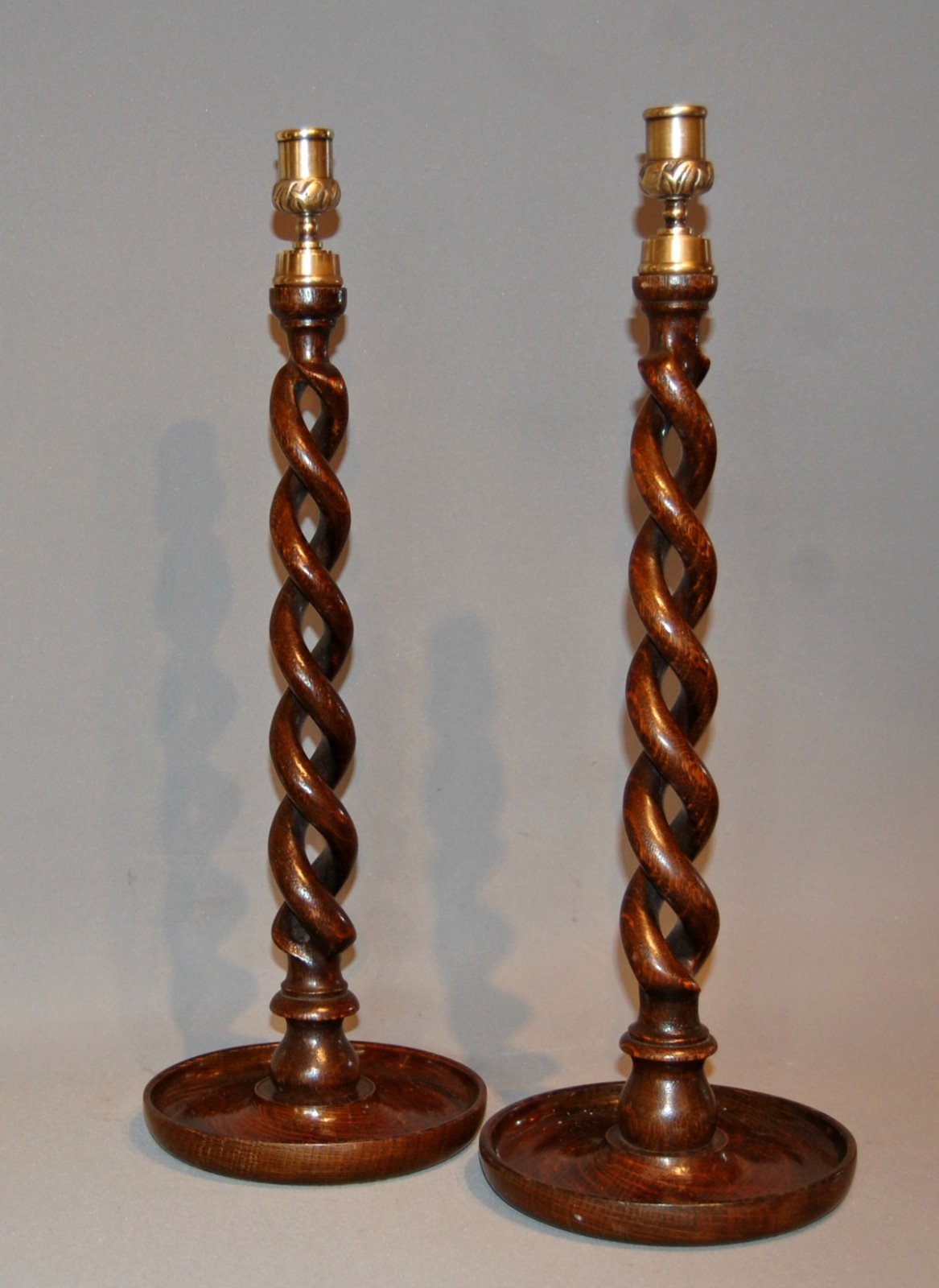 Pair of Open Barley Twist Candlesticks c.1900 (1 of 5)
