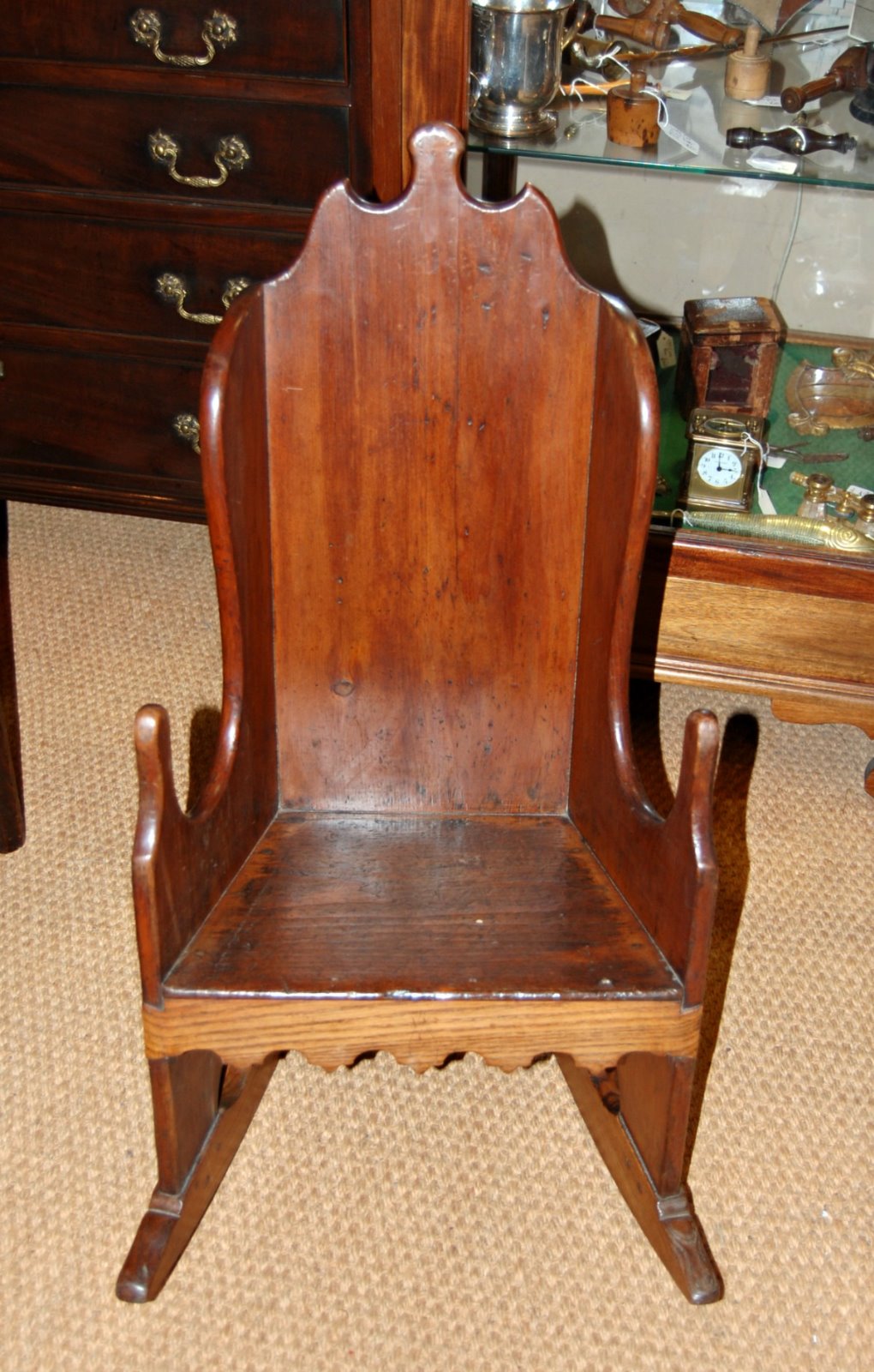 Late 18th Century Patinated Pine Chair with Ash Rockers (1 of 5)