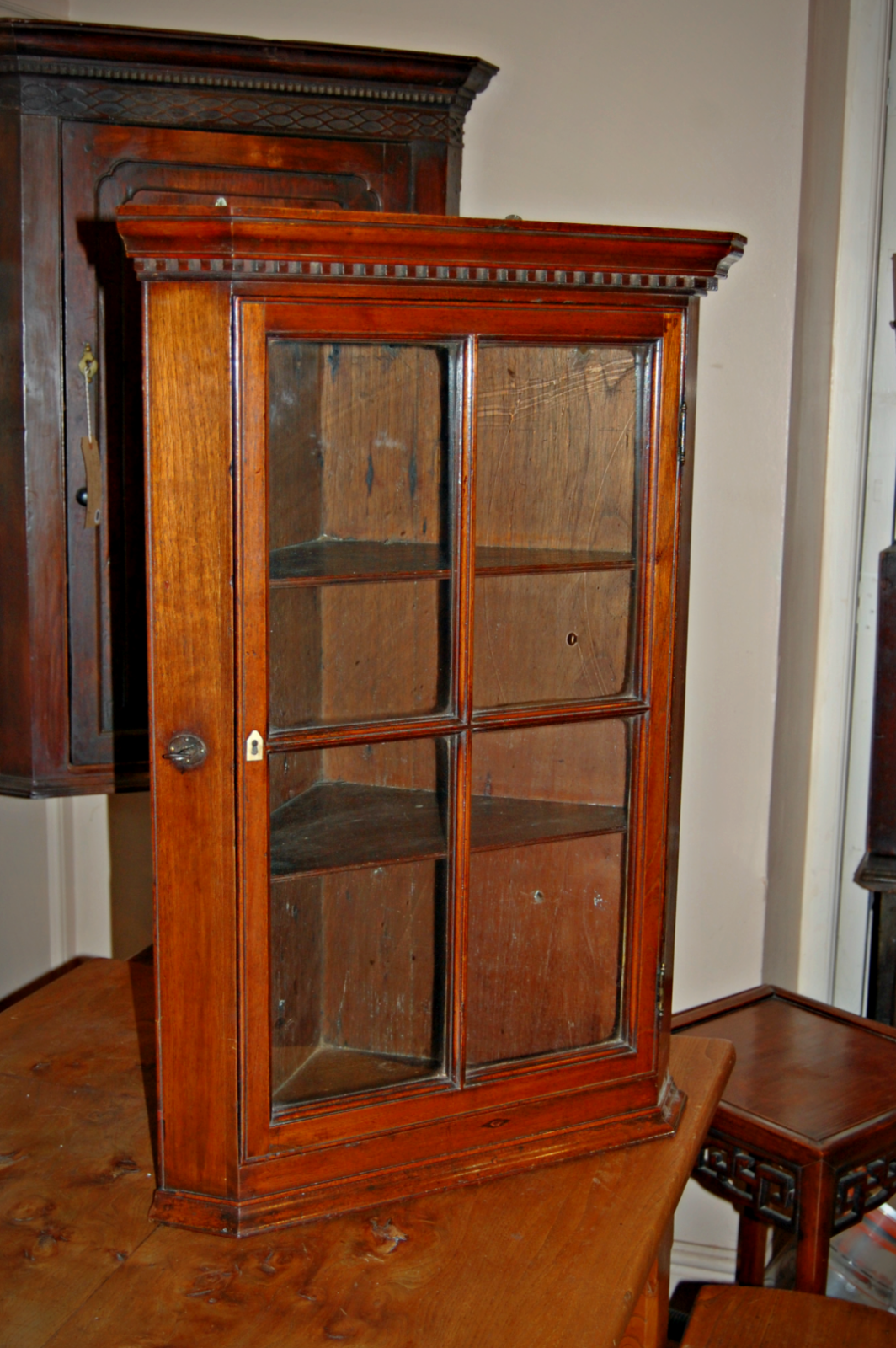 Early 19th Century Walnut Glazed Corner Cabinet (1 of 5)