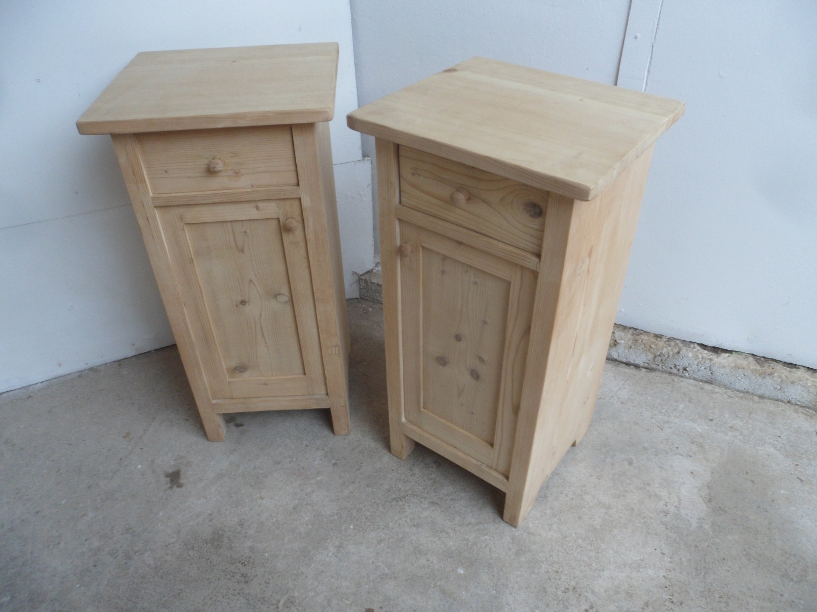 Quality Pair of Narrow Pine Tall Thin Bedside to wax / paint c.1920 192554267430
