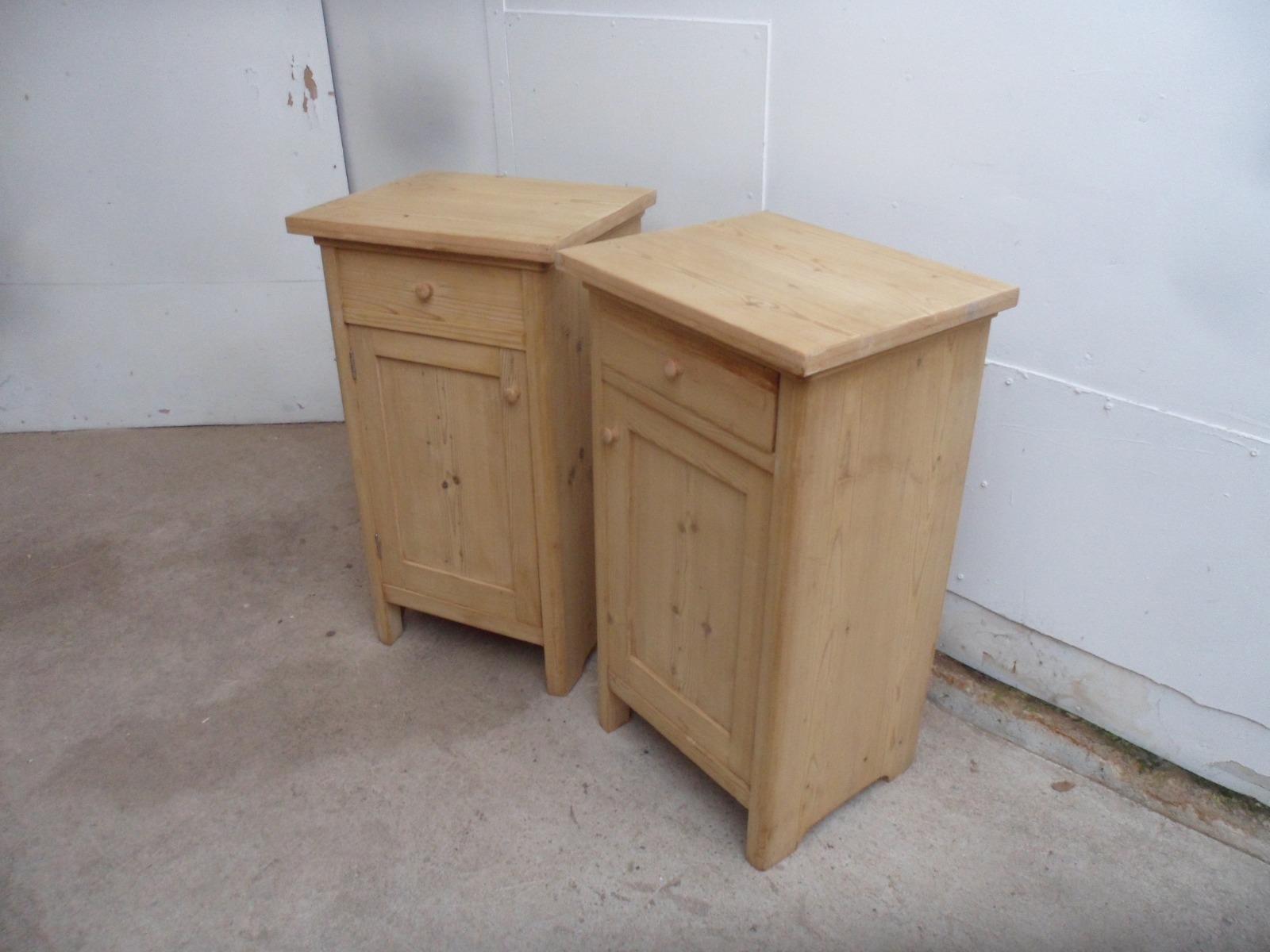Extra Tall Pair of Antique Pine Victorian Bedside to wax