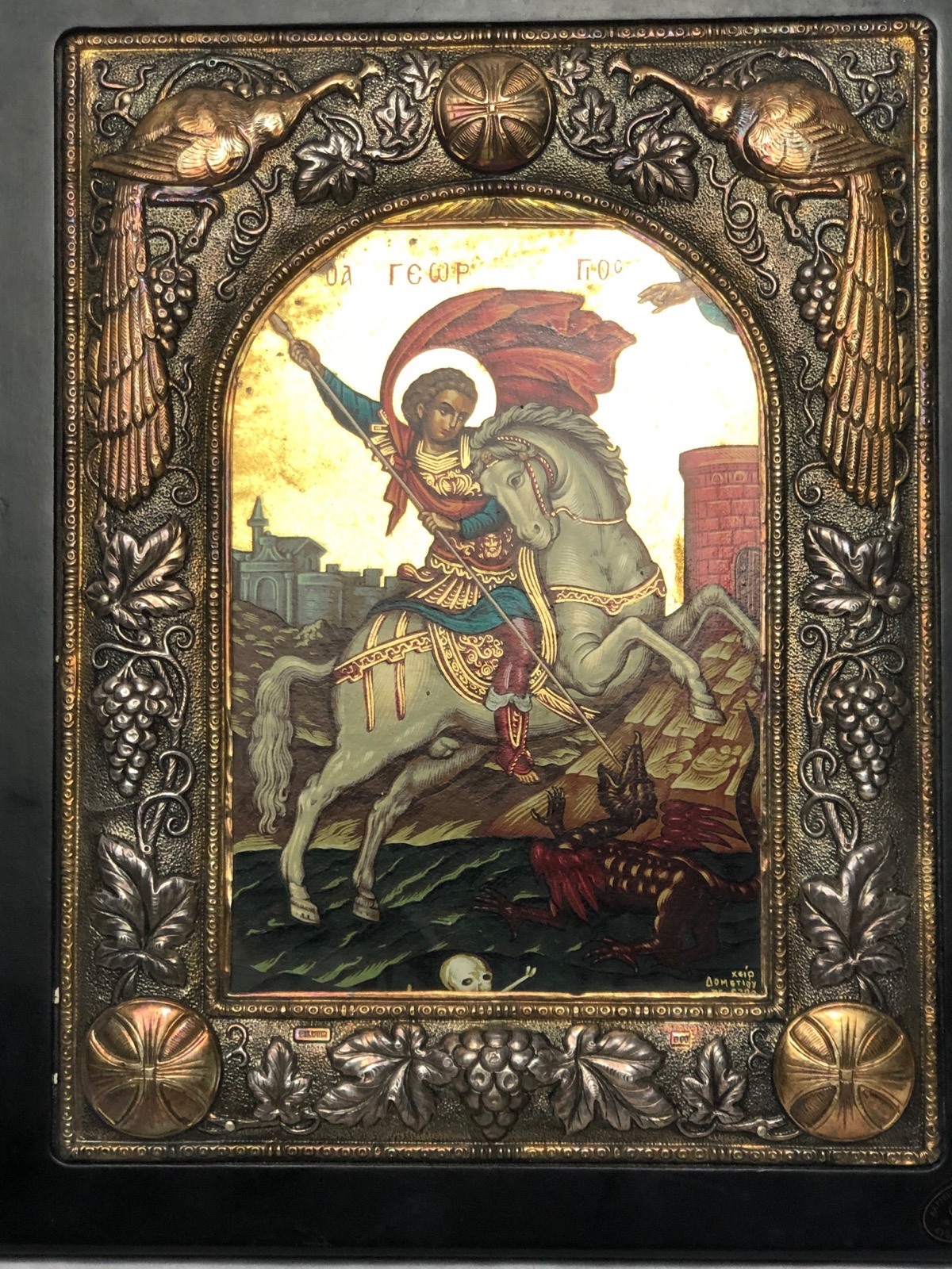 1 Byzantine Style Russian Icon Artwork Canvas Painting Coated 950 Russian Silver (1 of 8) 1 Byzantine Style Russian Icon Artwork Canvas Painting Coated 950 Russian Silver (1 of 8)