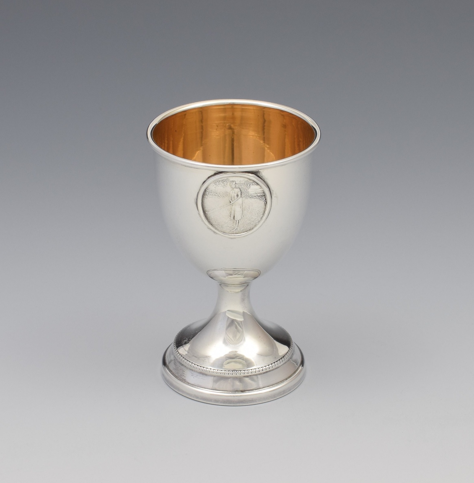 Art Deco Silver Golfer Egg Cup London 1927 (1 of 1) Art Deco Silver Golfer Egg Cup London 1927 (1 of 1)