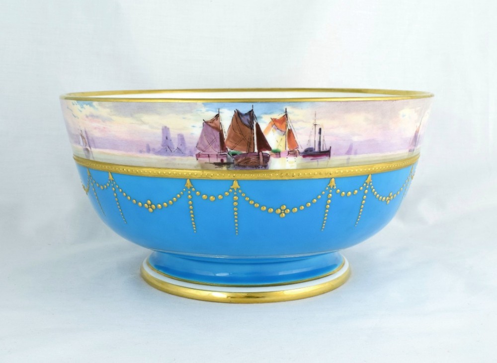 Large Minton Celeste Bleu Bowl Artist Signed James Edwin Dean Sailing Boats (1 of 1) Large Minton Celeste Bleu Bowl Artist Signed James Edwin Dean Sailing Boats (1 of 1)