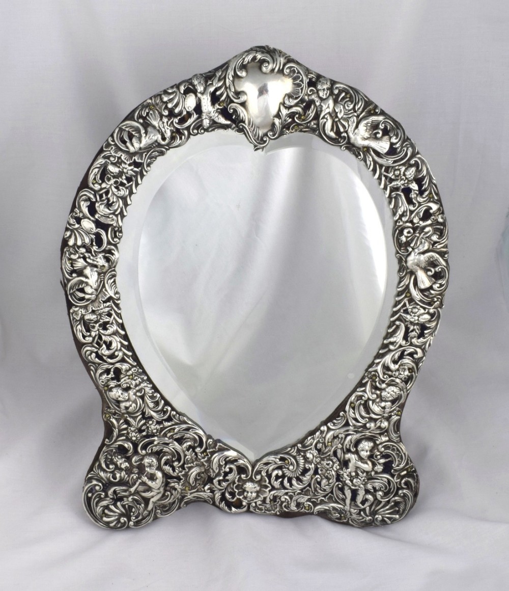 Large William Comyns Heart Shape Silver Dressing Table Mirror Edwardian (1 of 1) Large William Comyns Heart Shape Silver Dressing Table Mirror Edwardian (1 of 1)