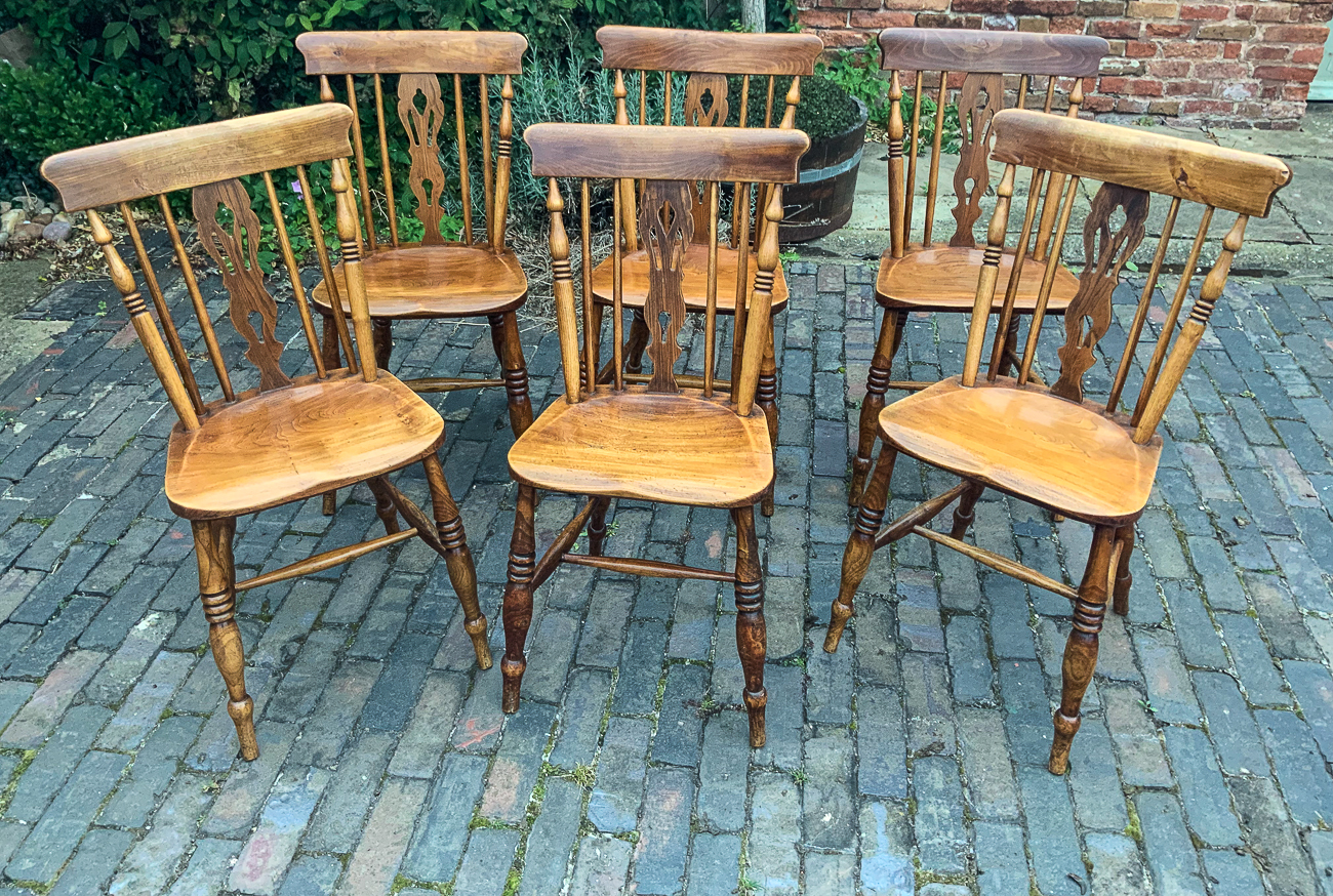 Good Set of 6 Lincolnshire Kitchen Chairs c.1840 (1 of 7) Good Set of 6 Lincolnshire Kitchen Chairs c.1840 (1 of 7)