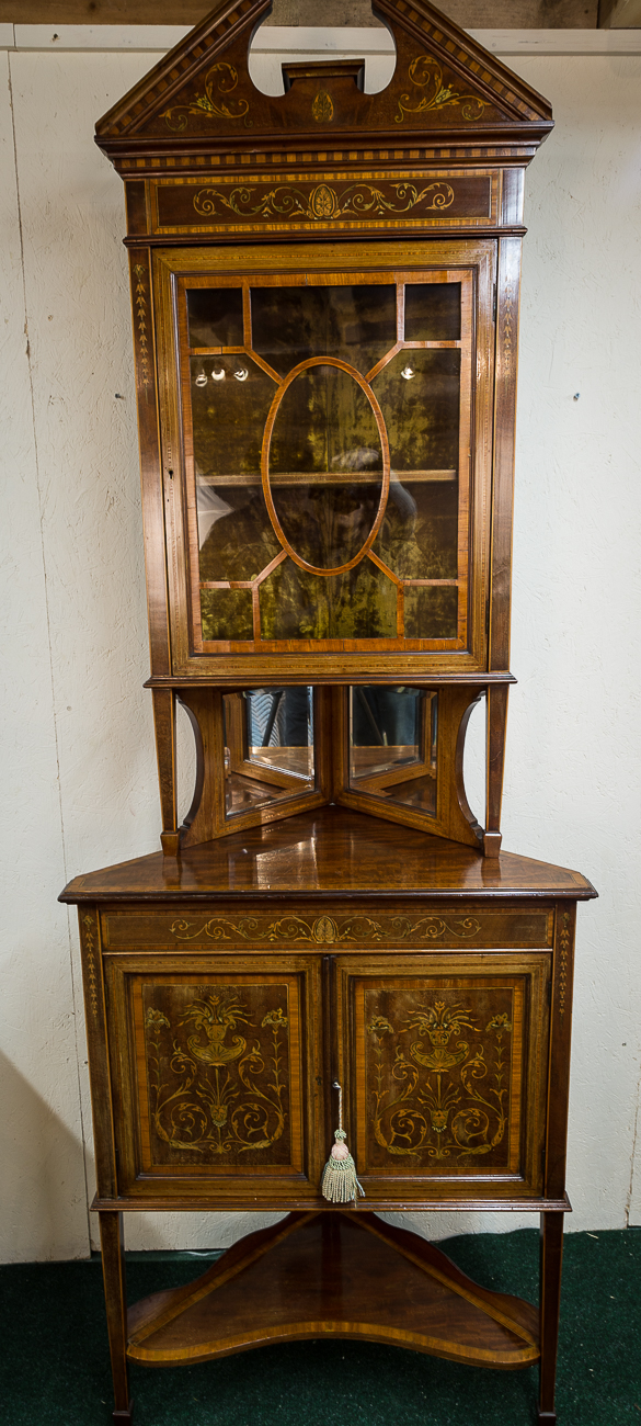 Edwardian Inlaid Corner Cabinet Full Height (1 of 1) Edwardian Inlaid Corner Cabinet Full Height (1 of 1)
