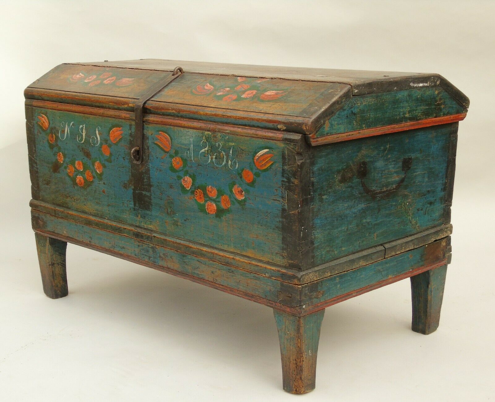 Antique Painted Swedish Wedding Chest 19th Century LA149744