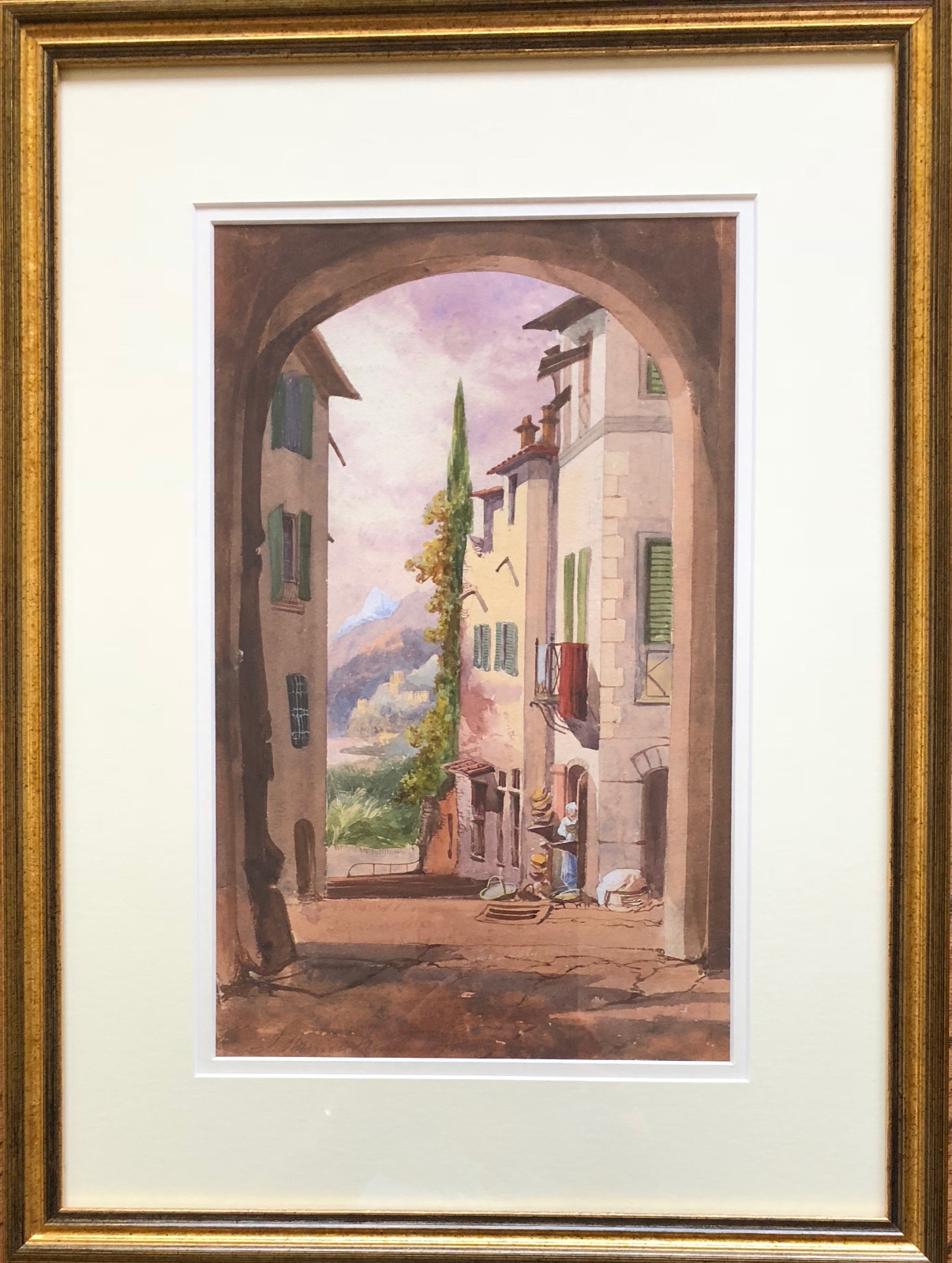 Continental Mountain Scene - Watercolour - James Burrell Smith (1 of 3)