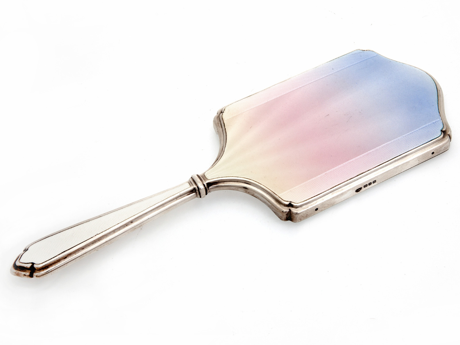 Silver & Guilloche Enamel Hand Mirror with Unusual Graduated Colour Enamel Design (1 of 6) Silver & Guilloche Enamel Hand Mirror with Unusual Graduated Colour Enamel Design (1 of 6)