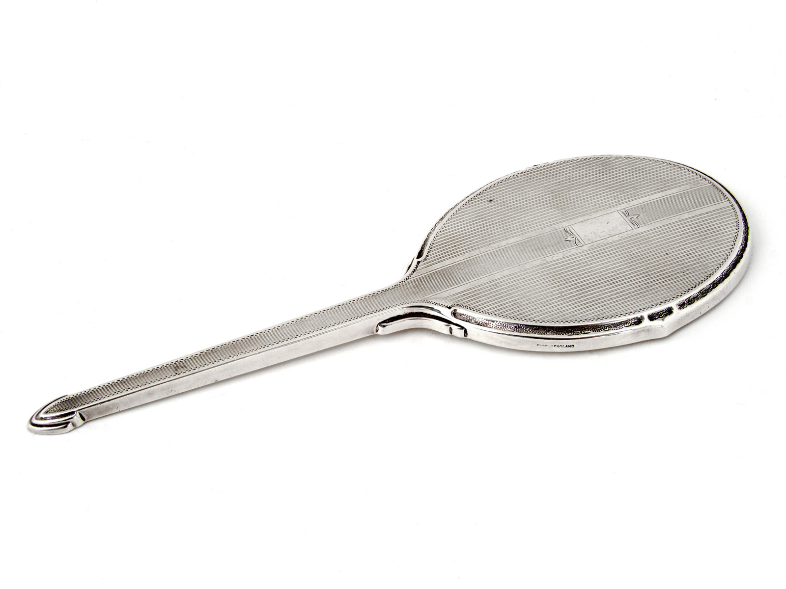 Oval Art Deco Style Silver Hand Mirror Decorated with Engine Turning (1 of 8) Oval Art Deco Style Silver Hand Mirror Decorated with Engine Turning (1 of 8)