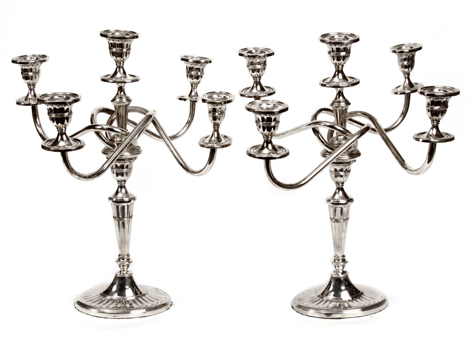 Pair of Five Light Silver Plated Georgian Style Candelabra (1 of 5) Pair of Five Light Silver Plated Georgian Style Candelabra (1 of 5)